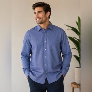 UNTUCKit Fit by DXL Men’s 3XL Blue Pattern Button Front Shirt NWT Wrinkle Free